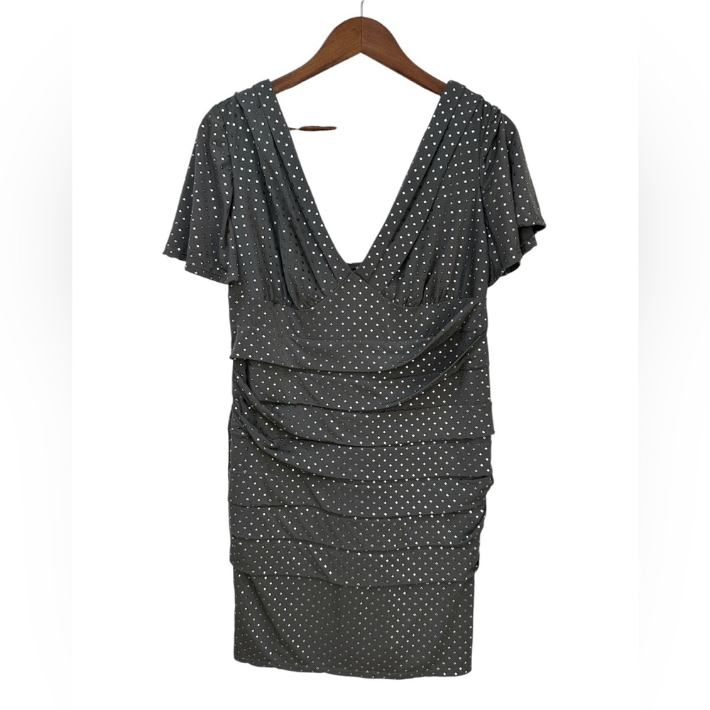 Torrid Gray Flutter Sleeve Pleated Studded Dress Size 0X